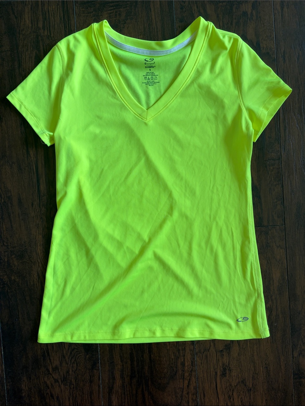 Champion Women’s Neon Yellow V-Neck Short Sleeve Tee